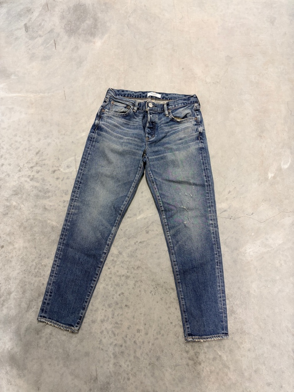 Moussy Vintage Blue Denim Jeans with Gold Stitching